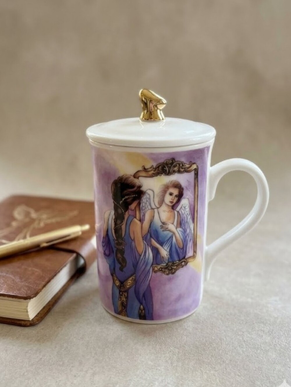 See The Angel In You Porcelain Lidded Mug with Gold Accent Angelstar 2010